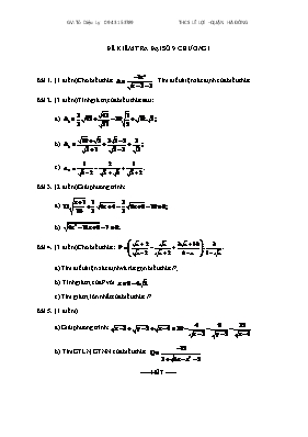Đề kiểm tra Đại số khối 9 - Chương I